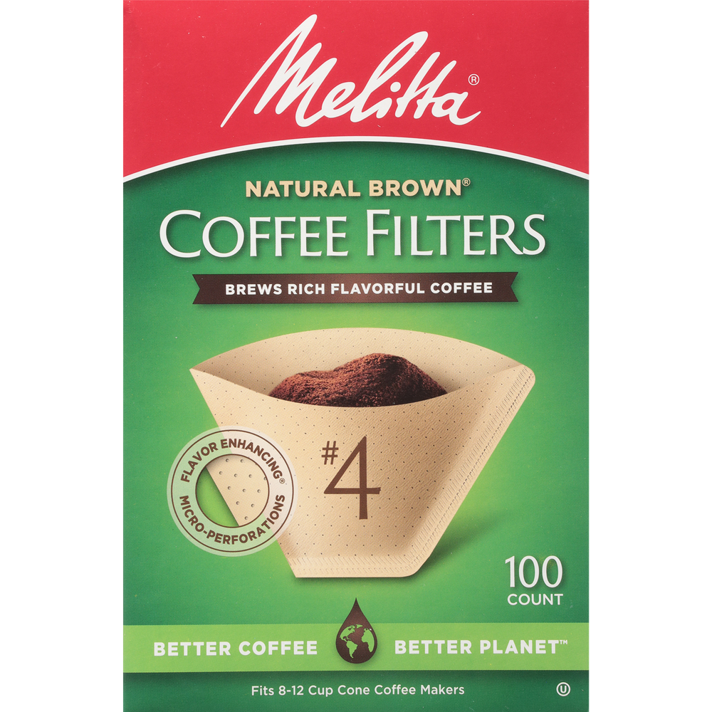 Melitta #4 Natural Brown Cone Filters, 100-Pack
